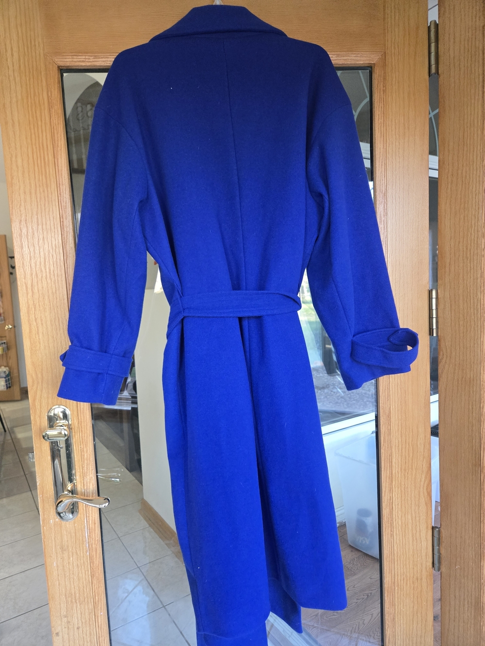 Express Bold Cobalt Blue Wool-Blend Trench Coat - Picture 4 of 4